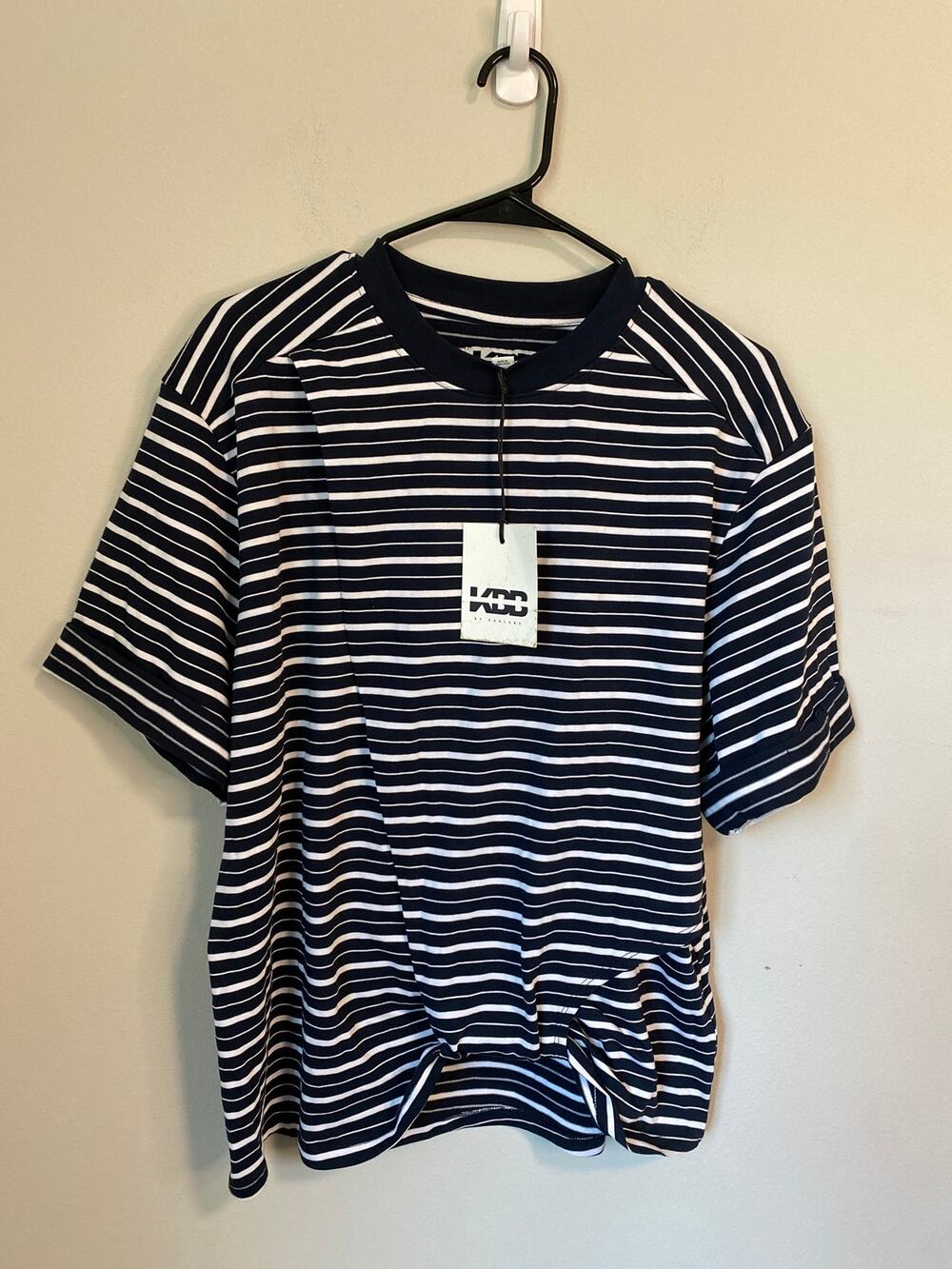 New KBB by Kahlana Oversized Navy Stripe Shirt Size Small